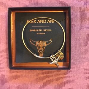 Alex and Ani Gold Spirited Skull Adjustable Bangle